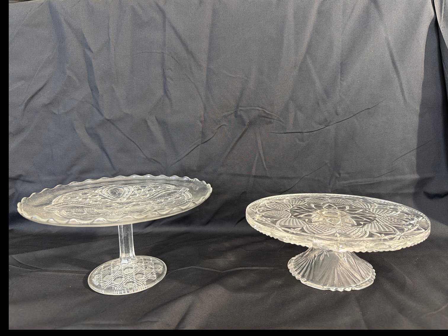 Image for Two pressed glass cake, stands