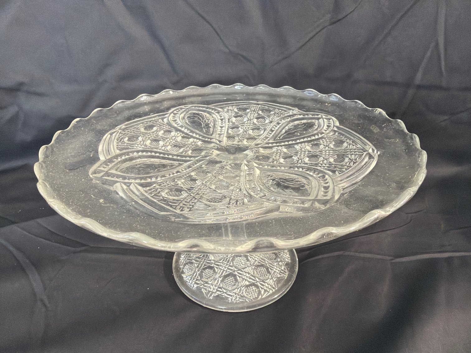 Image for Two pressed glass cake, stands