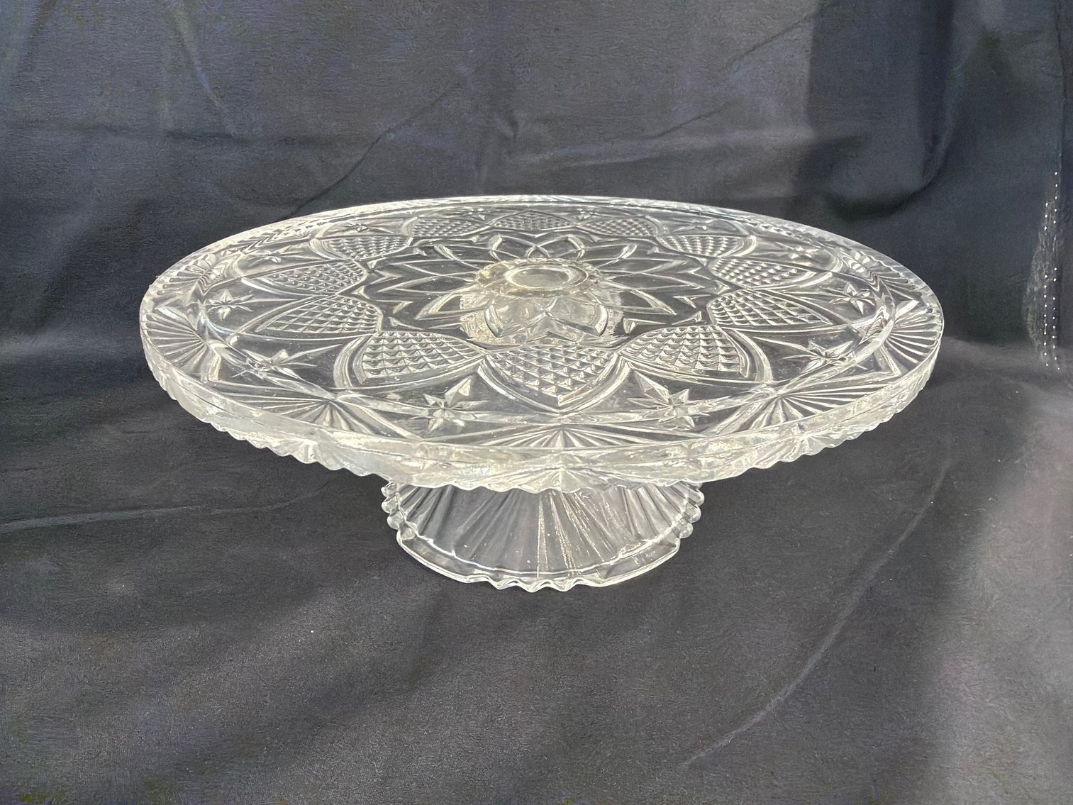 Image for Two pressed glass cake, stands