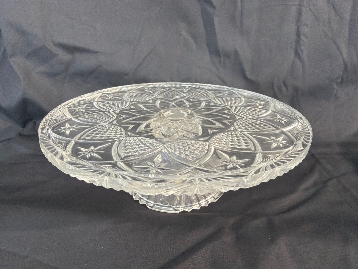 Image for Two pressed glass cake plates