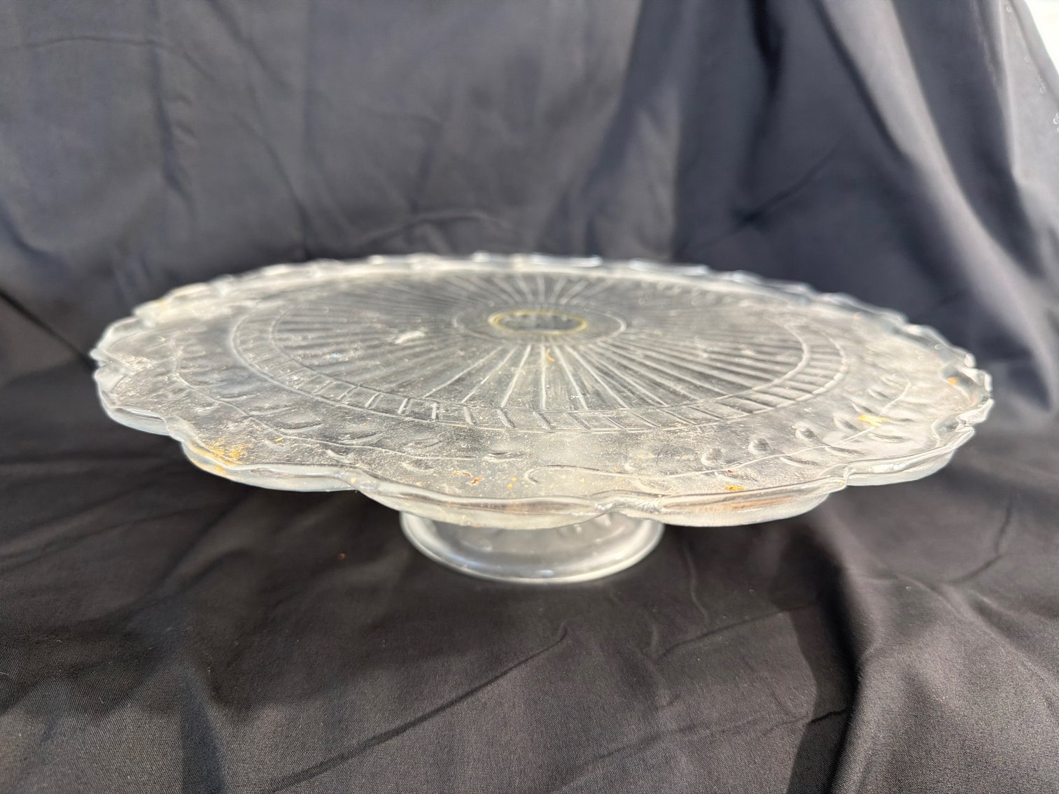 Image for Two pressed glass cake plates