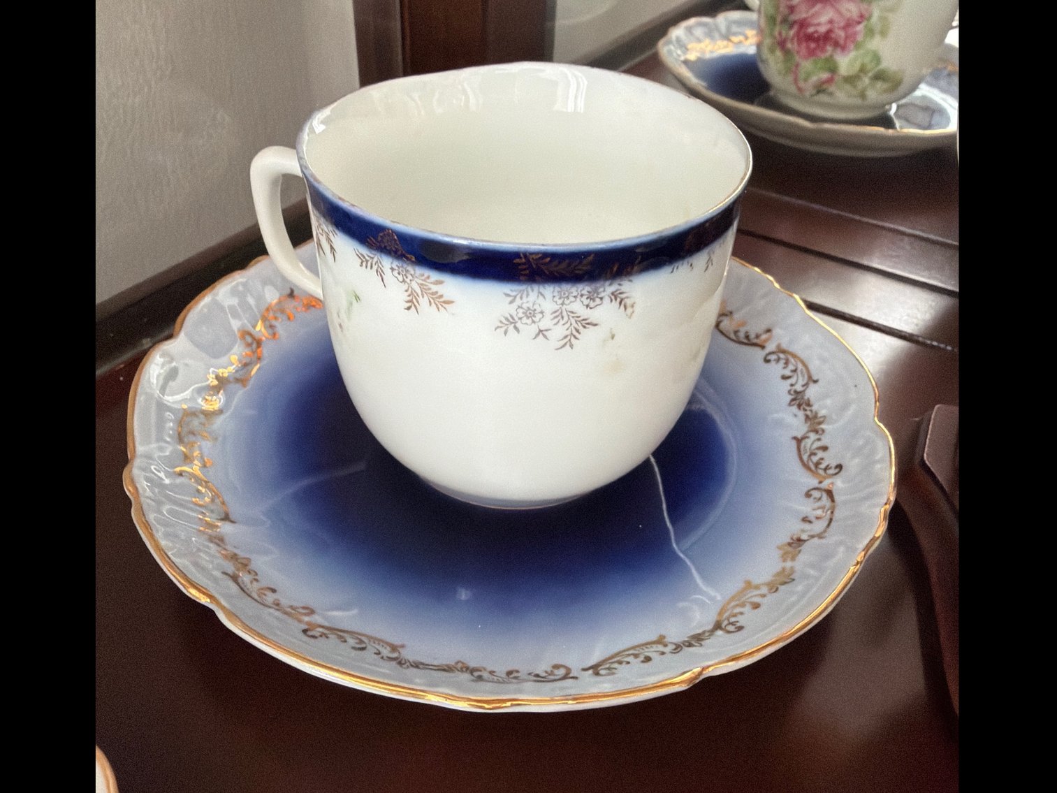 Image for Five hand painted cups and saucers