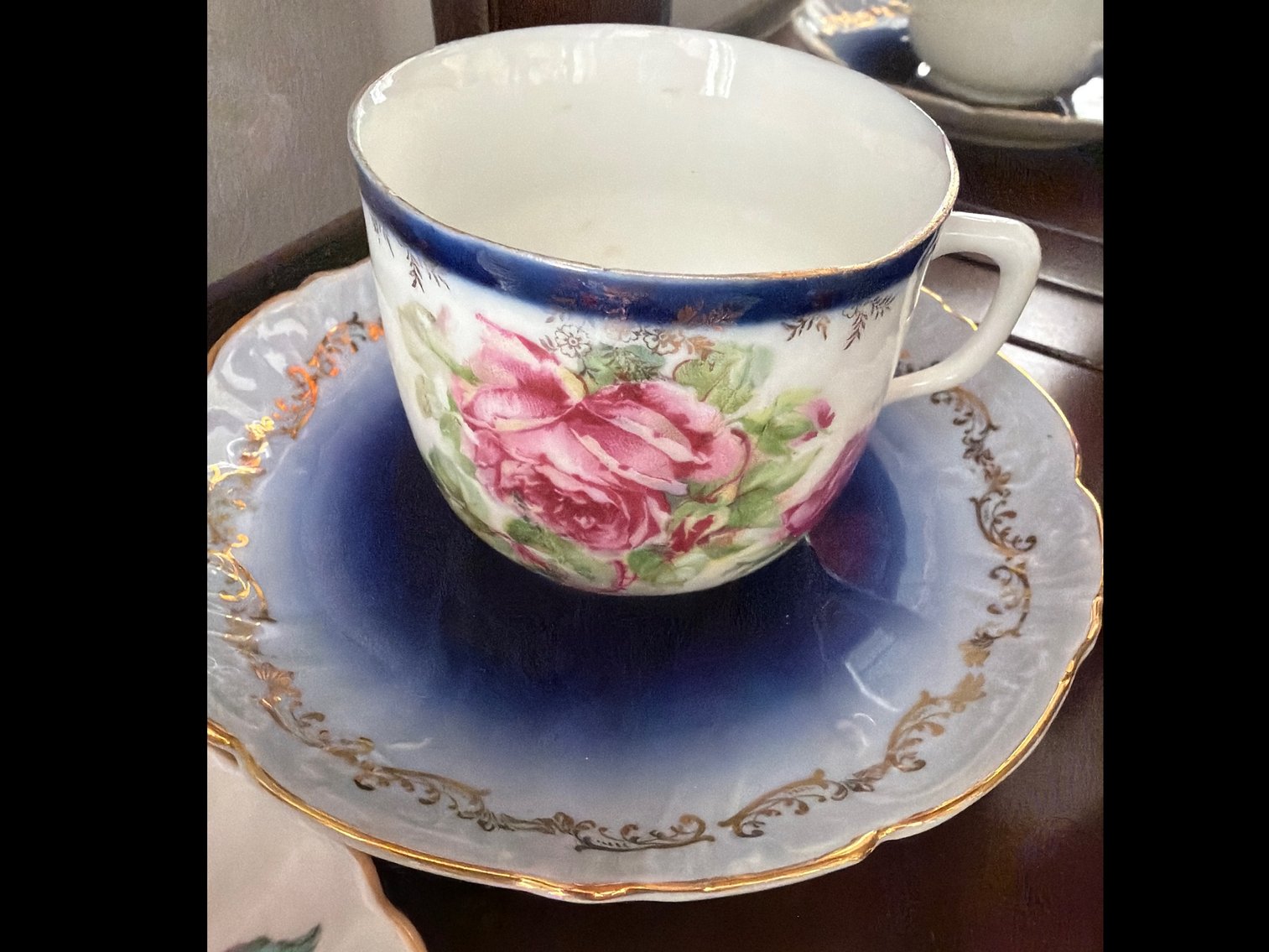 Image for Five hand painted cups and saucers