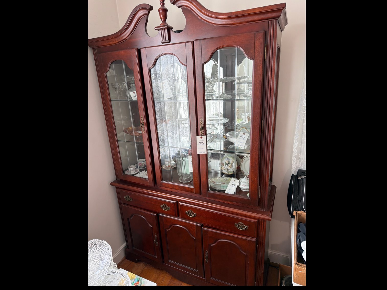 Image for Glass curio cabinet with two drawers and two cabinets