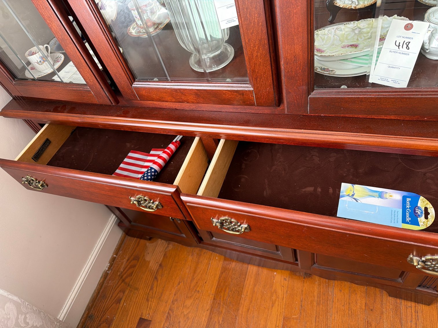 Image for Glass curio cabinet with two drawers and two cabinets