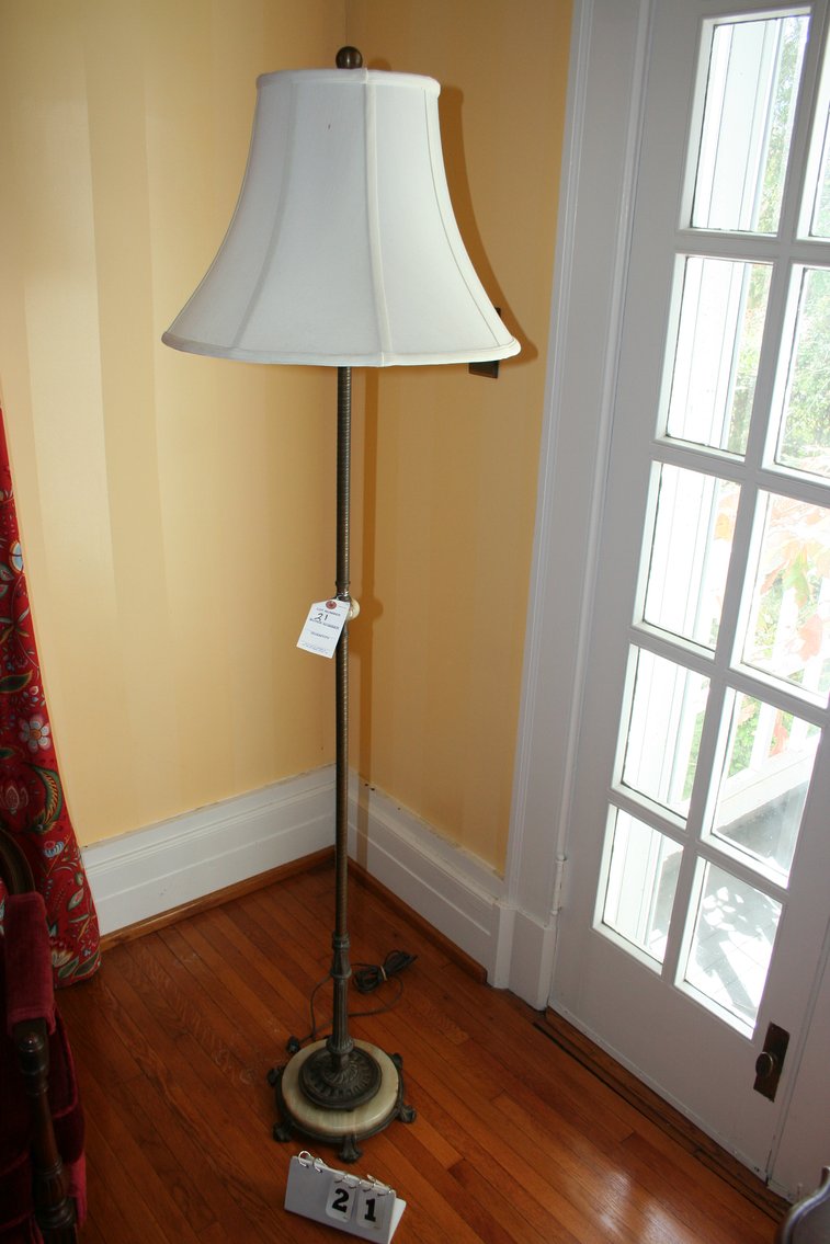 Image for Antique Brass and Marble Floor Lamp