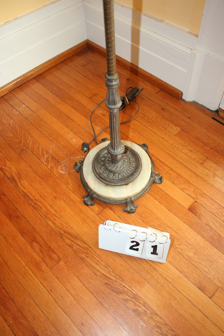 Image for Antique Brass and Marble Floor Lamp