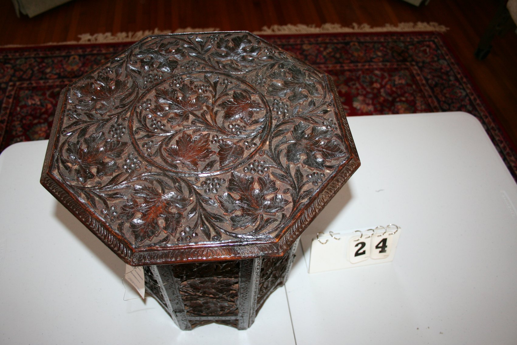 Image for Anitque Hand Carved Pomegrante Side Table  15 1/2