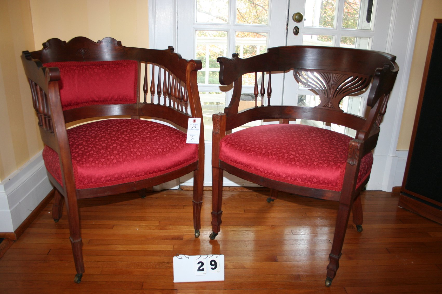 Image for Pair Antique Walnut Barrel Chairs