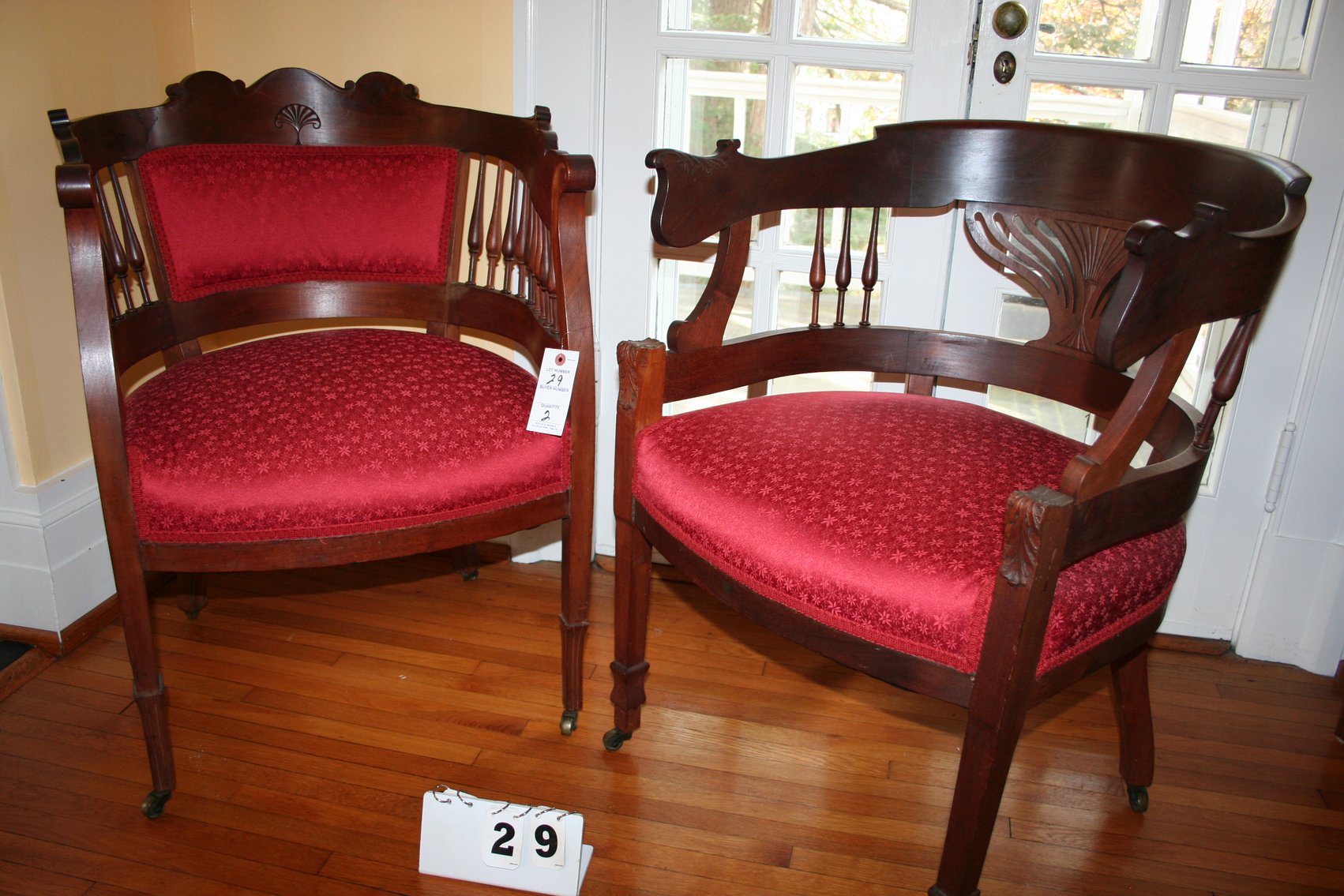 Image for Pair Antique Walnut Barrel Chairs