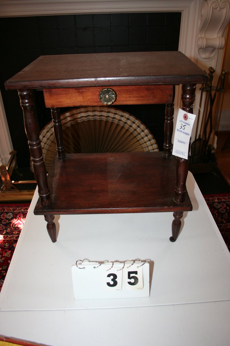 Image for Vintage Oak Side Table with Drawer  Turned Legs  18