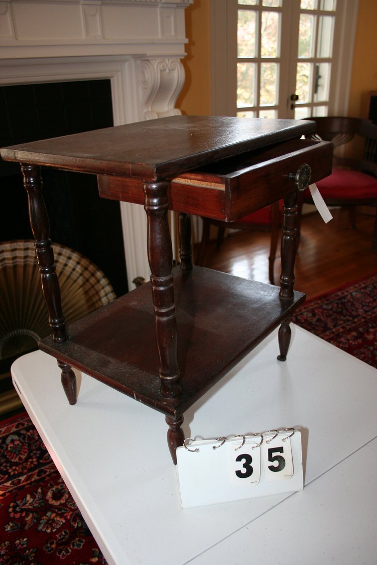 Image for Vintage Oak Side Table with Drawer  Turned Legs  18