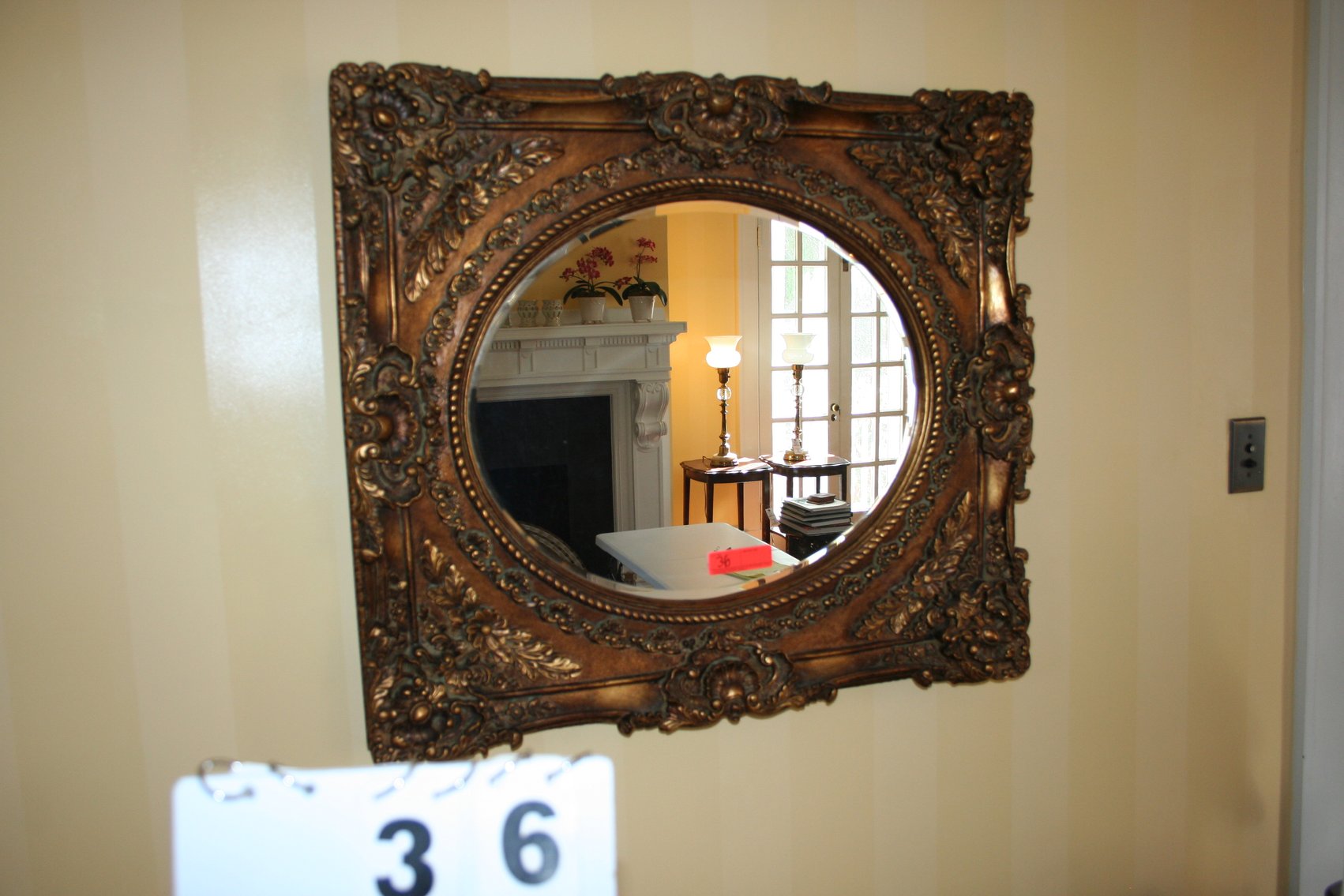 Image for Ornate Gold Framed Beveled Mirror  35 x 31