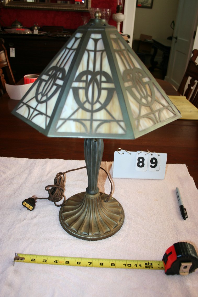 Image for Antique Victorian Slag Glass Lamp   20