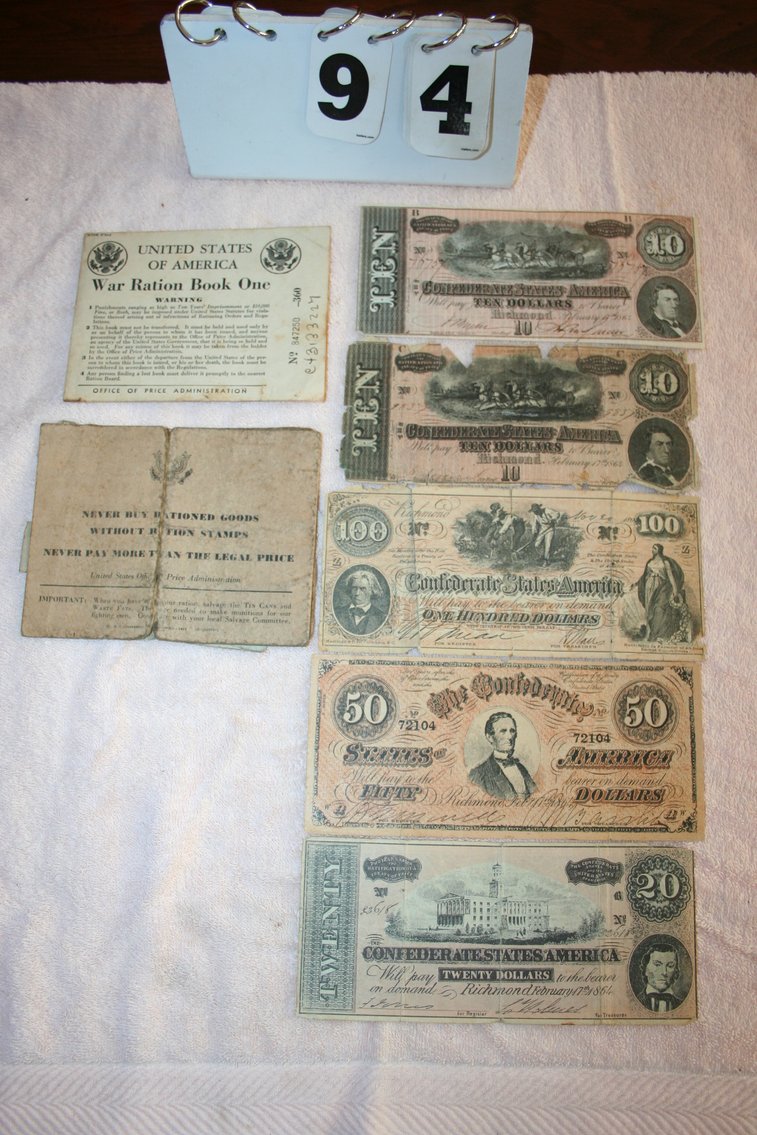 Image for Confederate Bills  /  War Ration Book & Stamps