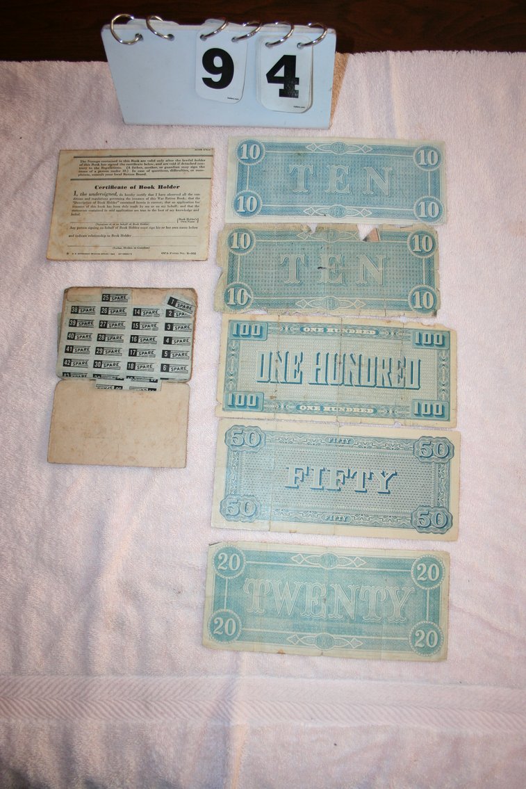 Image for Confederate Bills  /  War Ration Book & Stamps