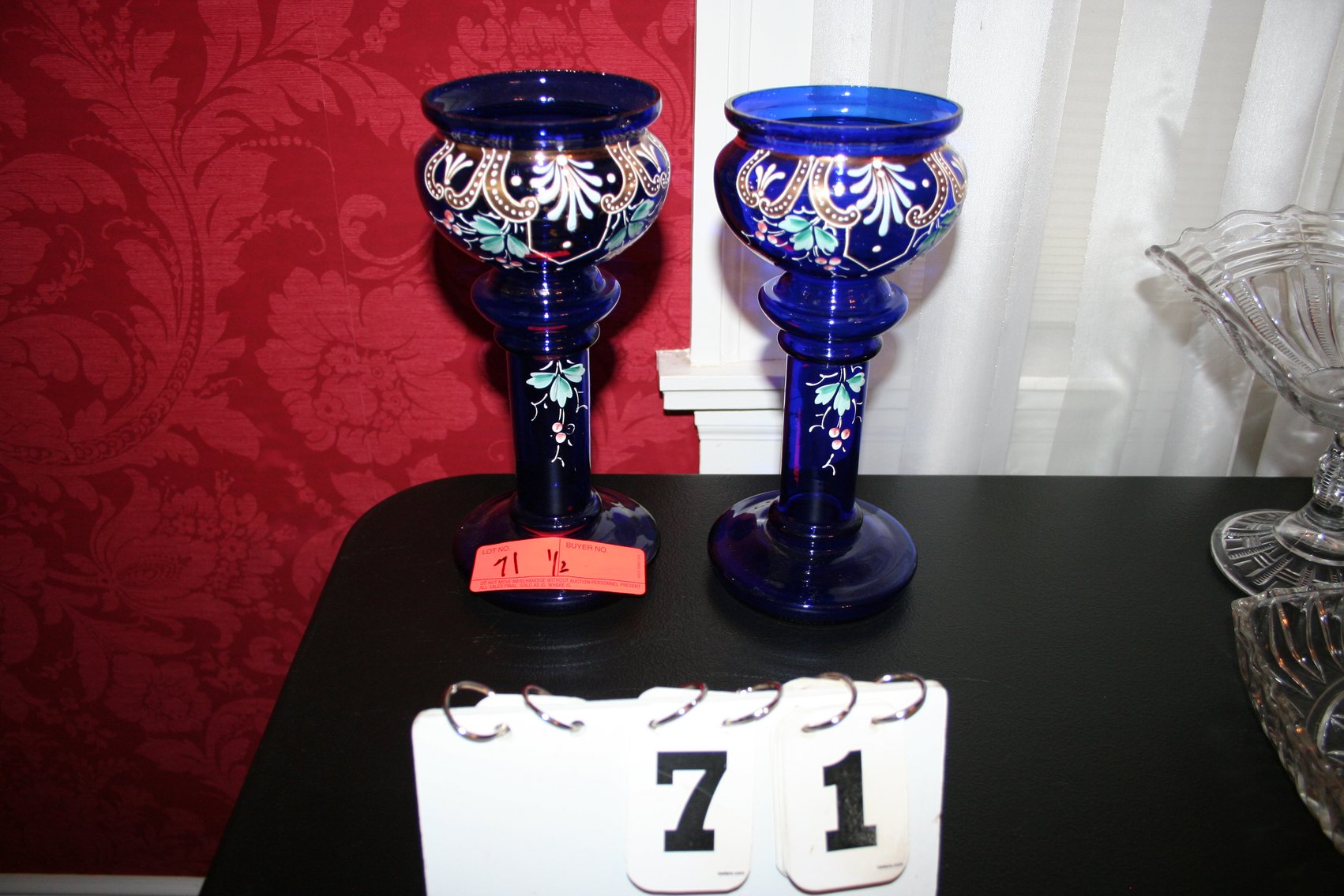Image for Antique Bohemian Czech Cobalt Blue Glass Vases