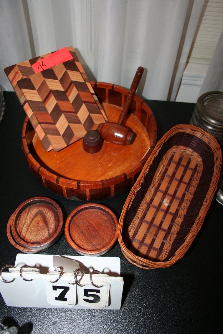 Image for Hand Carved Nut Bowl and Basket
