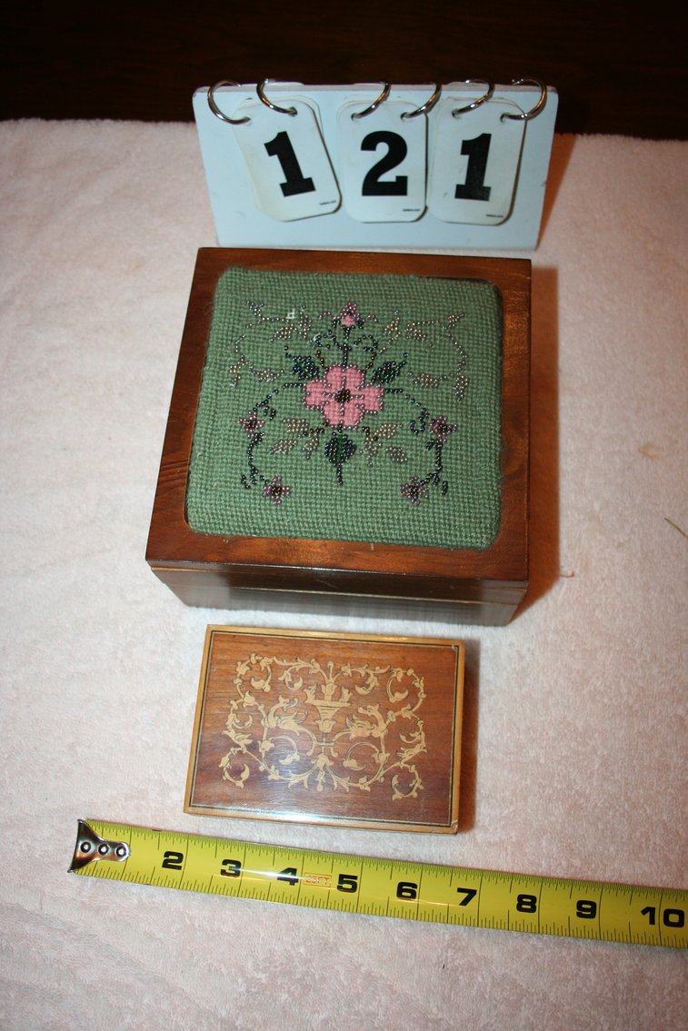 Image for Vintage Needle Point and Inlaid Wooden Boxes  (2)