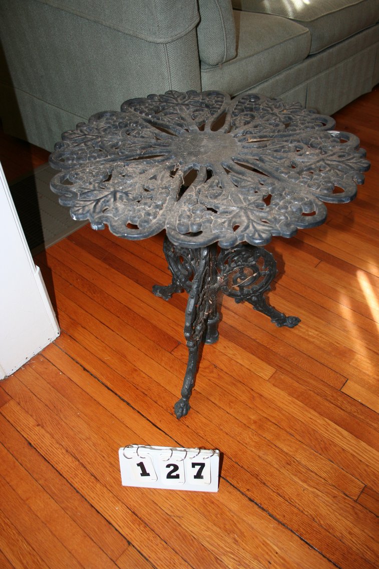 Image for Antique Heavy Cast Iron Victorian Garden Table  19