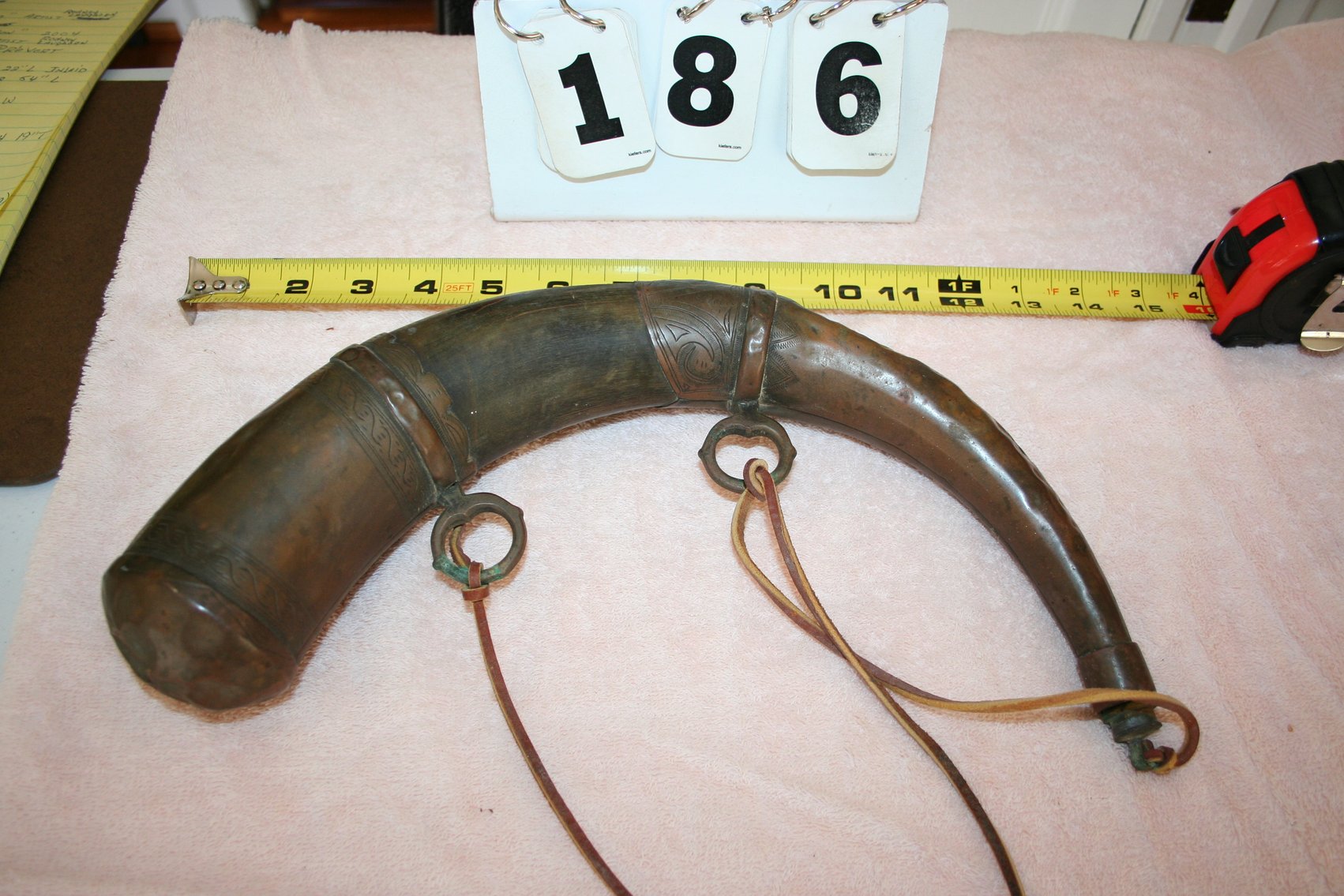 Image for Rare 19th Century Brass Powder Horn