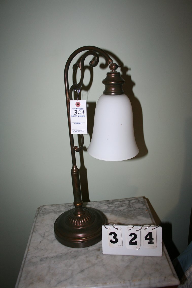 Image for Art Nouveau French Brass & Frosted Glass Lamp