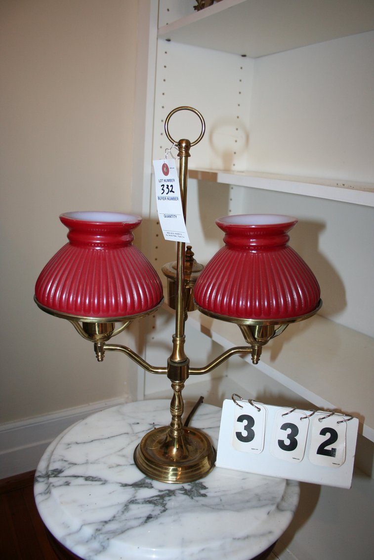 Image for Vintage Brass Double Arm Study Lamp
