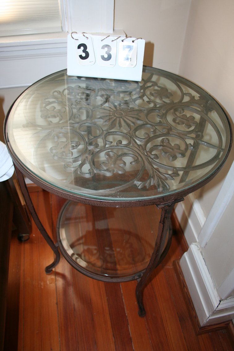 Image for Pair Wrought Iron and Glass Tables