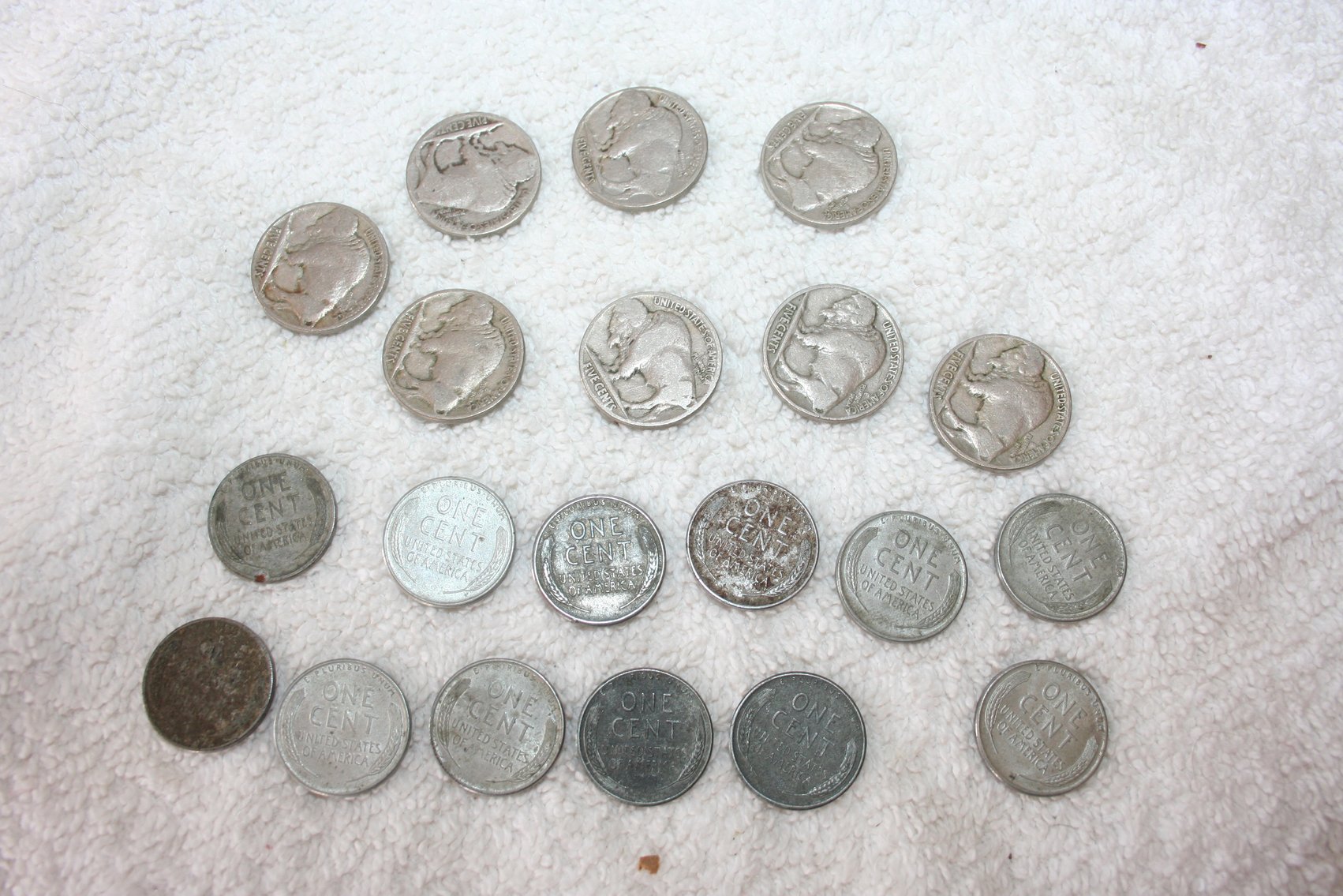 Image for 1943 Steel Pennies  (12)  Buffalo Nickles  (8)