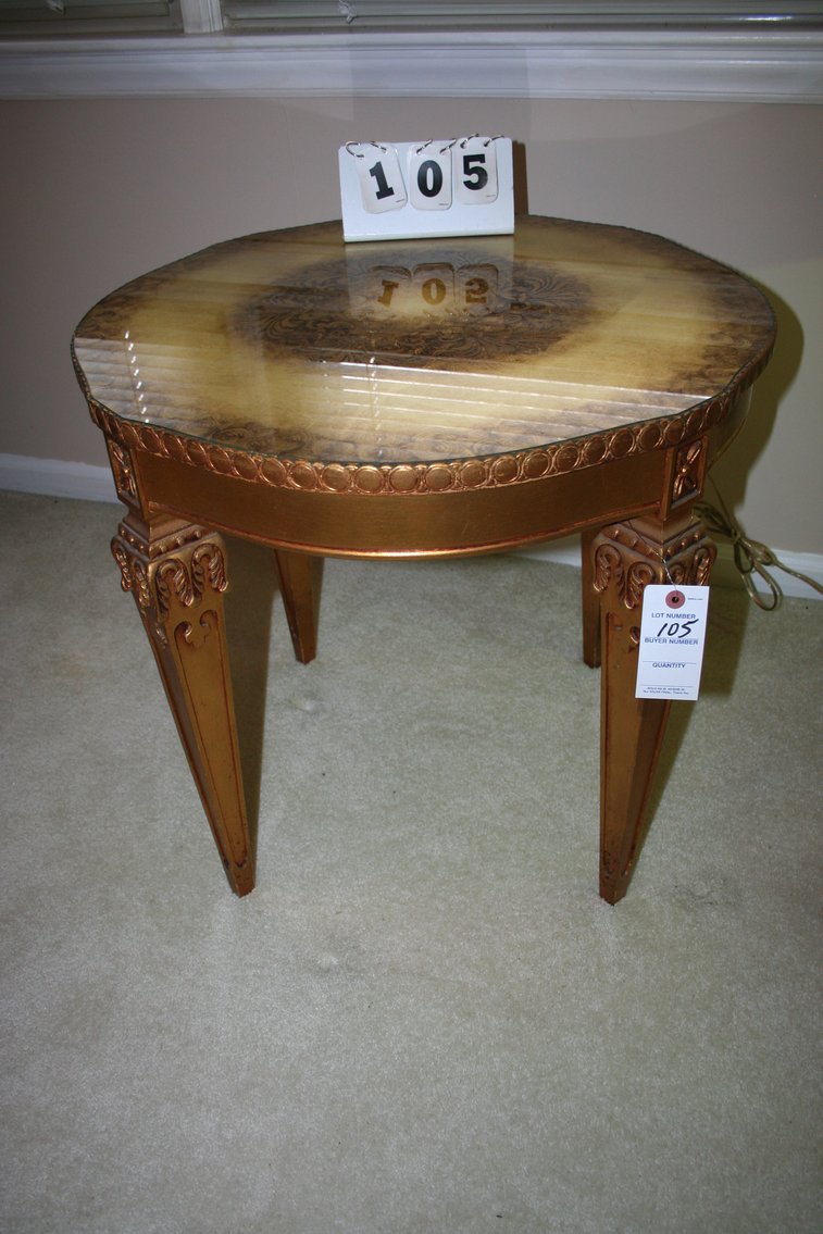 Image for Vintage Mediterranean gold - gilt accent table
