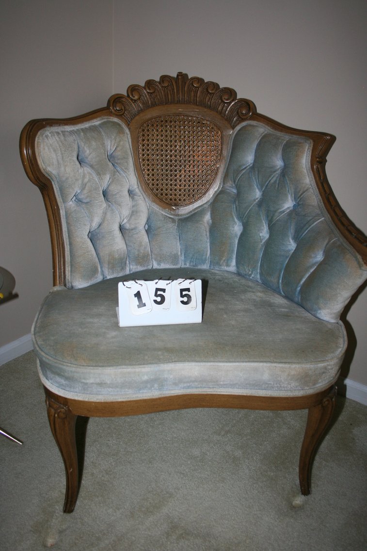 Image for Vintage French Tufted & Cane Back Chair