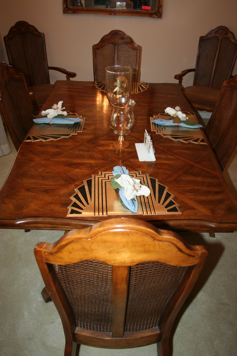 Image for Vintage solid wood & Cane Back Dining Room set (8 piece)