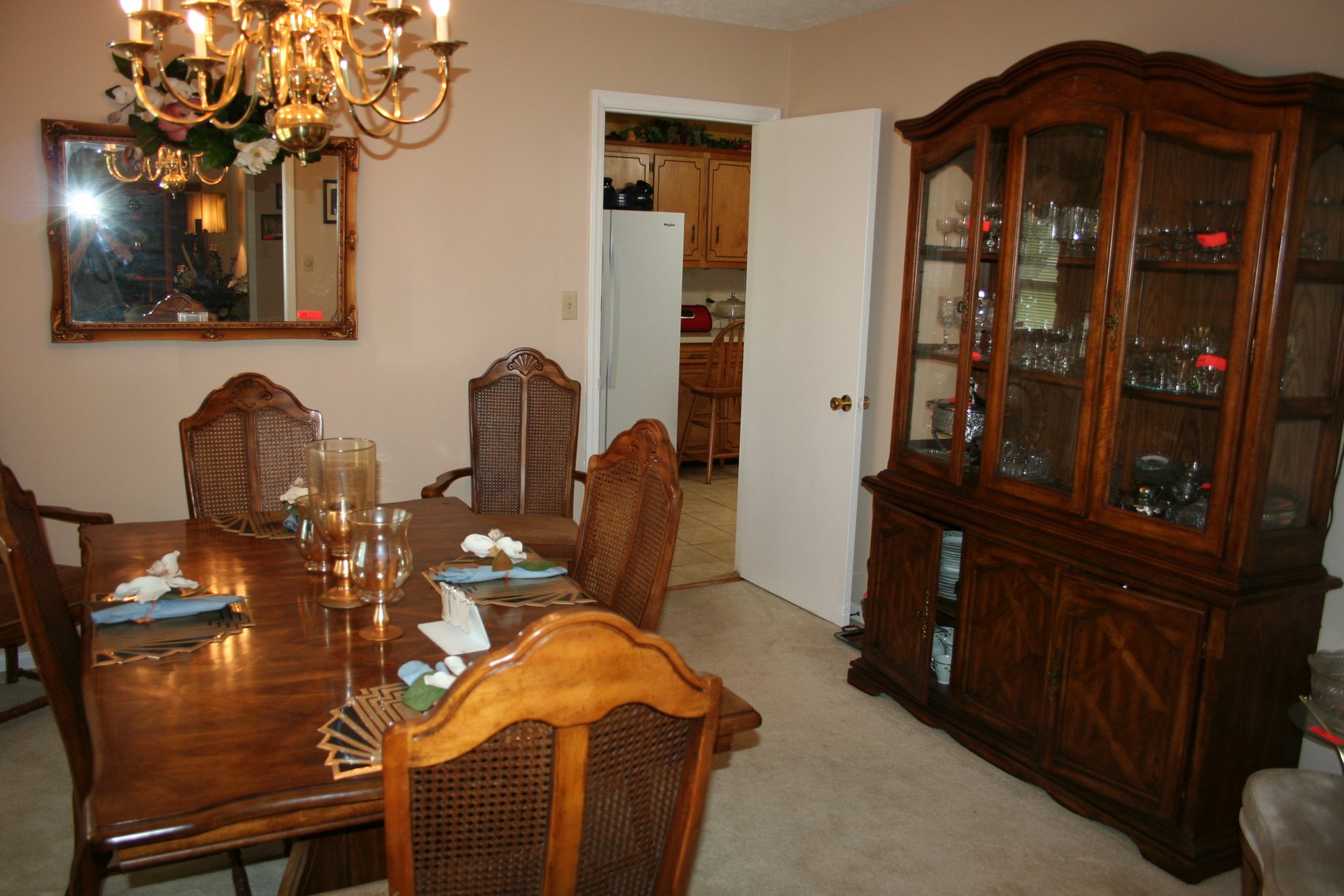 Image for Vintage solid wood & Cane Back Dining Room set (8 piece)