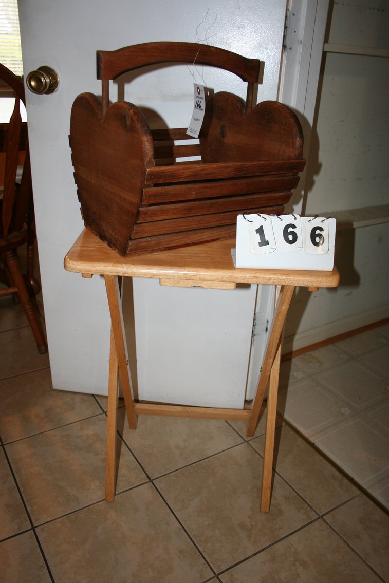 Image for Vintage wood basket & folding table