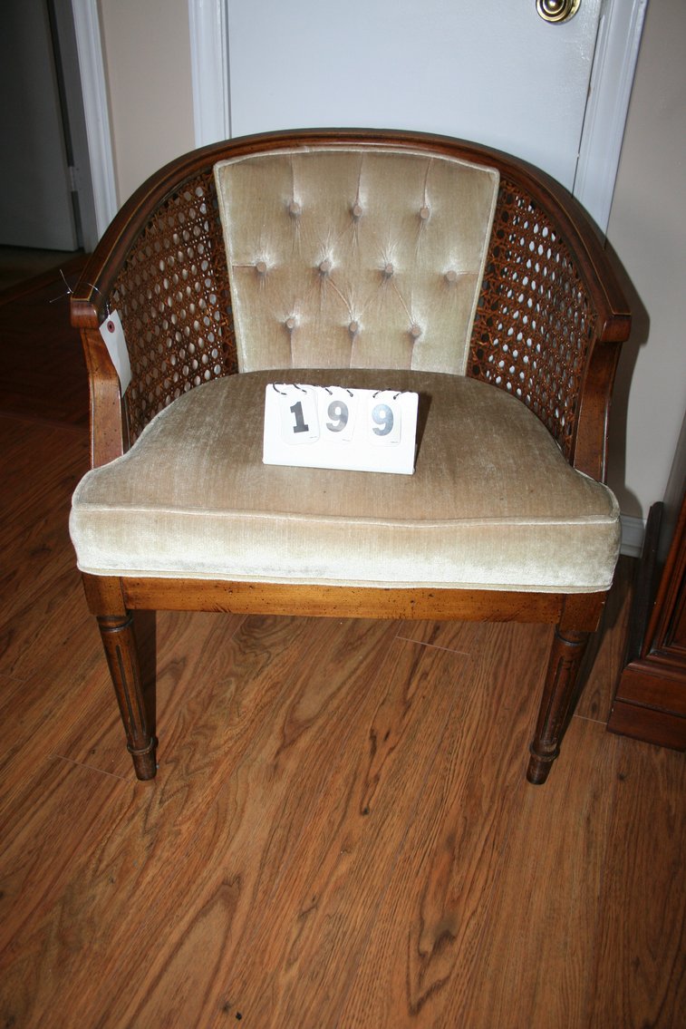 Image for Vintage barrel back canned rattan chair 1950's
