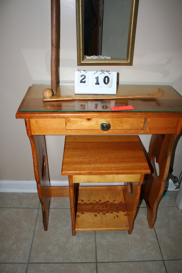 Image for Pine table, stool, mirror, cane, picture & mirror