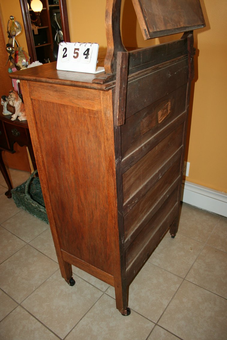 Image for Oak Antique Highboy dresser with mirror