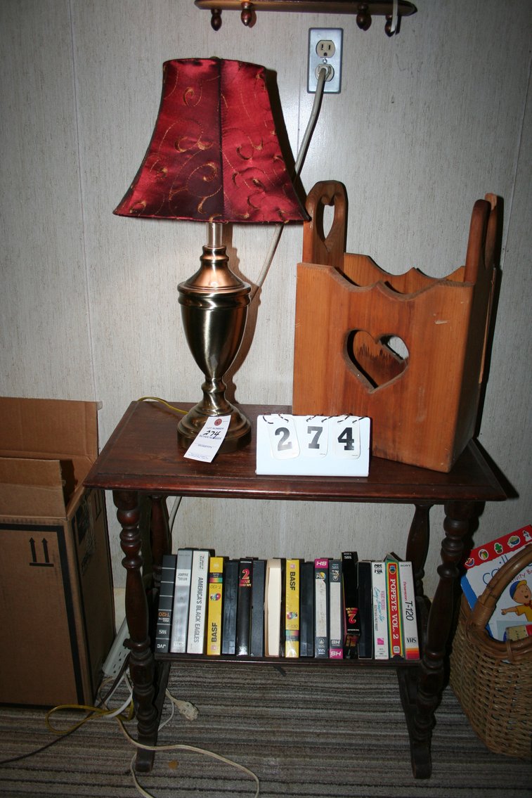 Image for Walnut stand, lamp, misc items