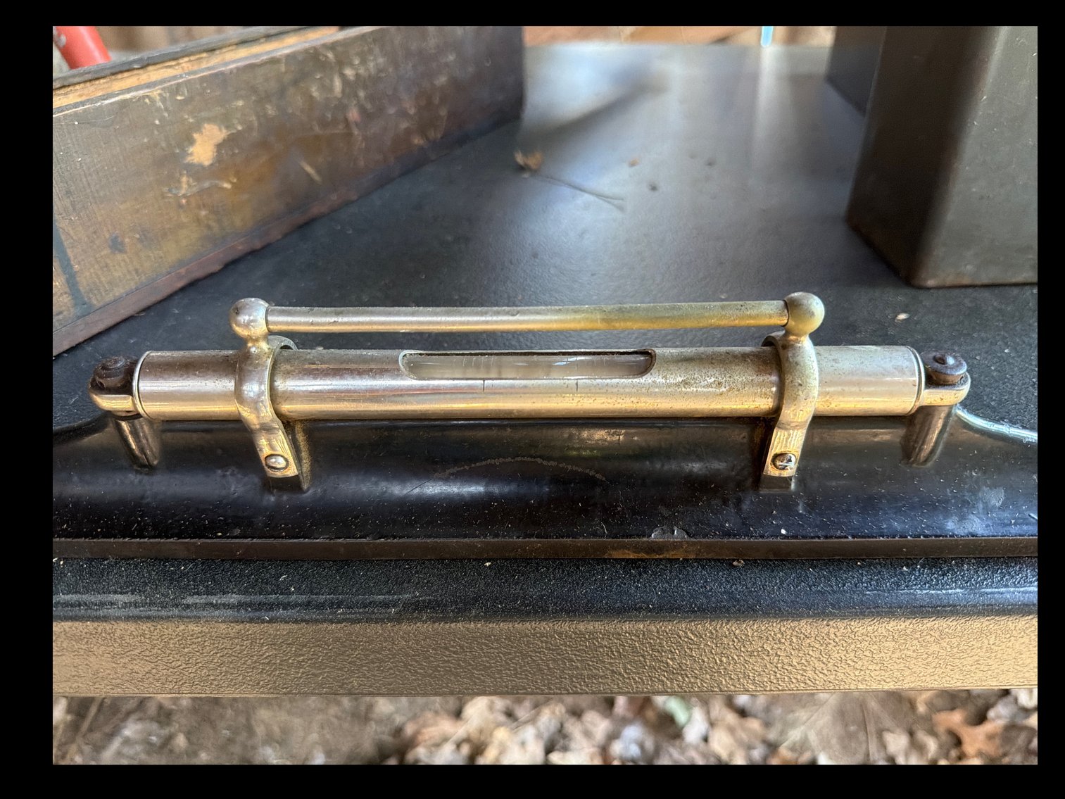 Image for Vintage level and wood storage box
