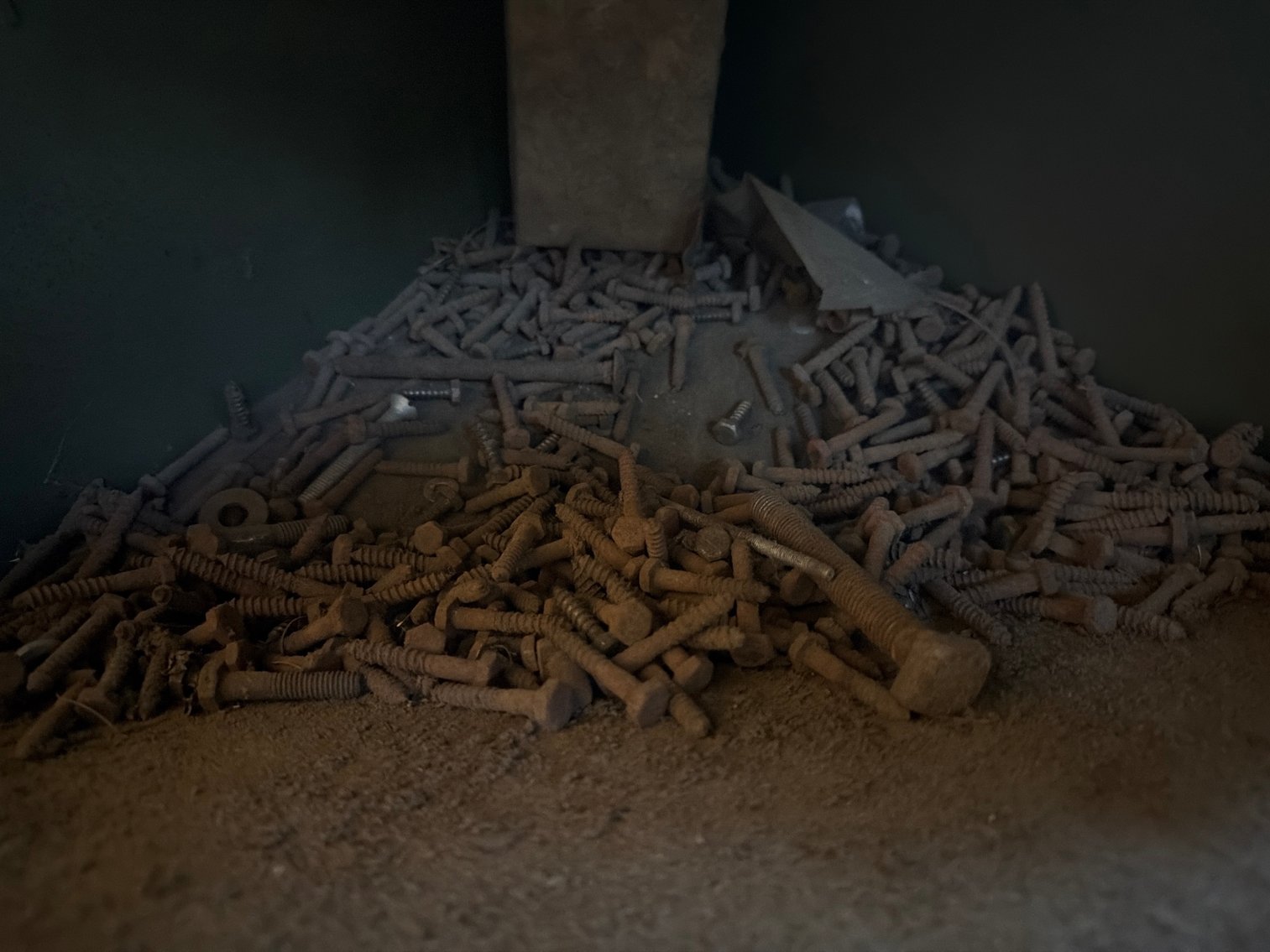 Image for Metal storage bin and miscellaneous screws and bolts and tools