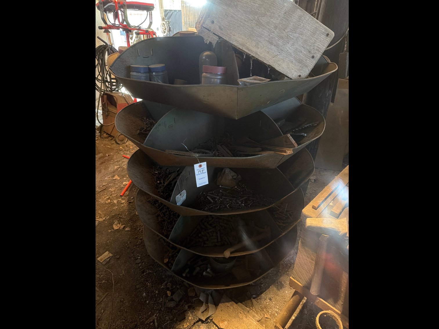 Image for Metal storage bin and miscellaneous screws and bolts and tools