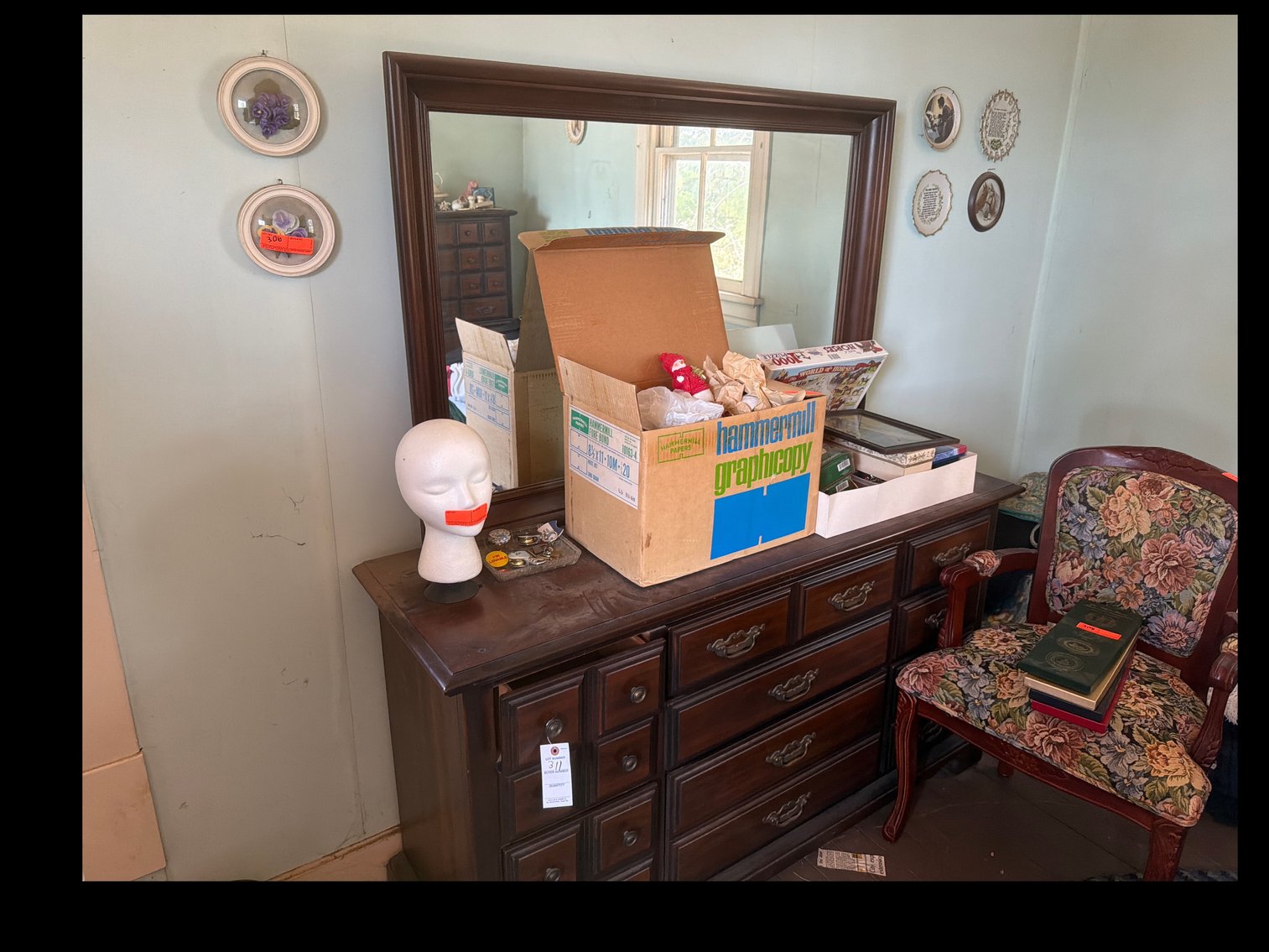 Image for Bedroom suit, bed, chest of drawers and dresser, no content setting on them