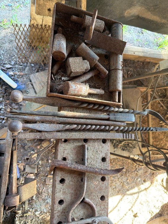 Image for Anvil, metal sawhorse and tools