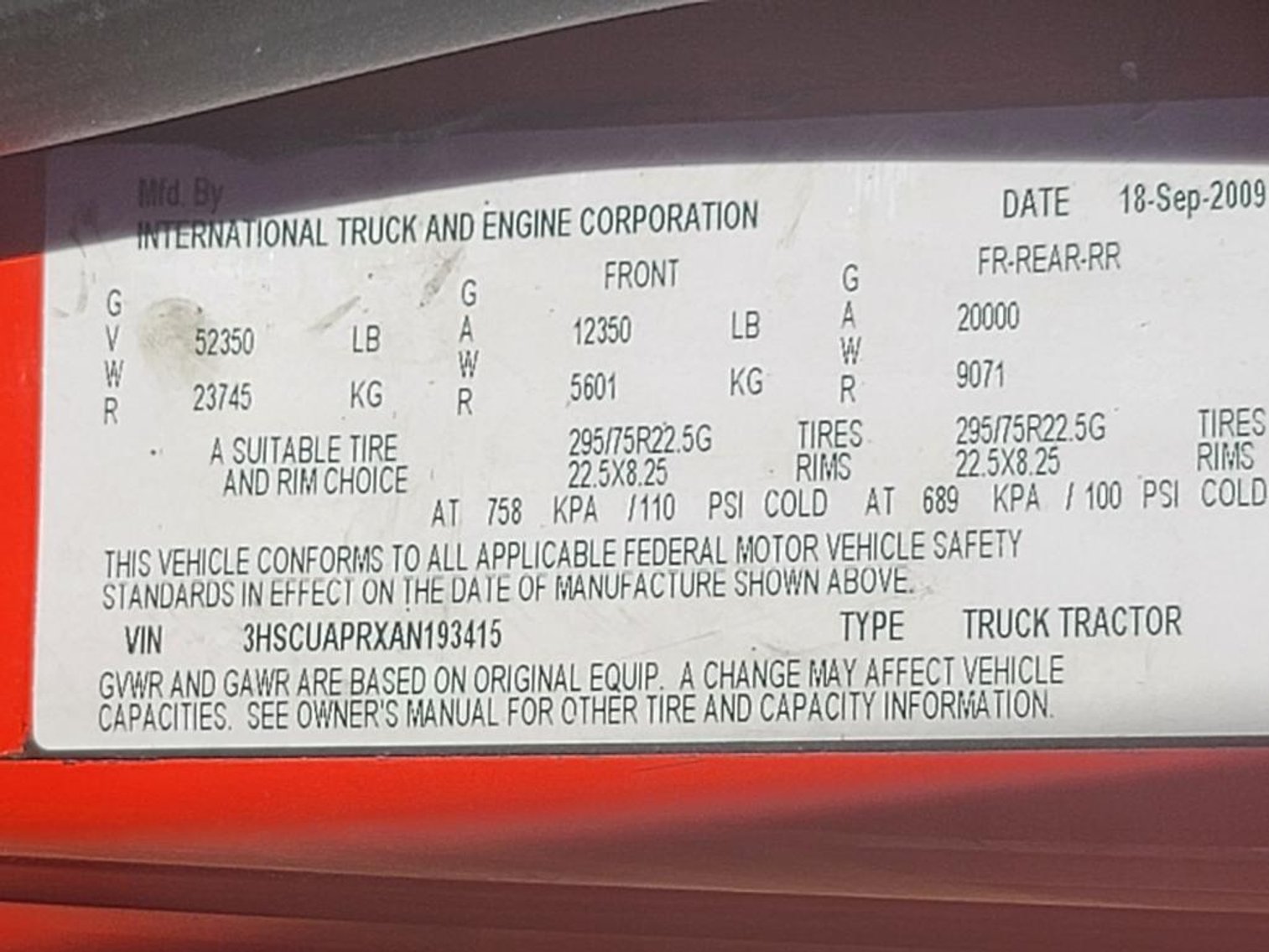 Image for 2010 International ProStar Truck