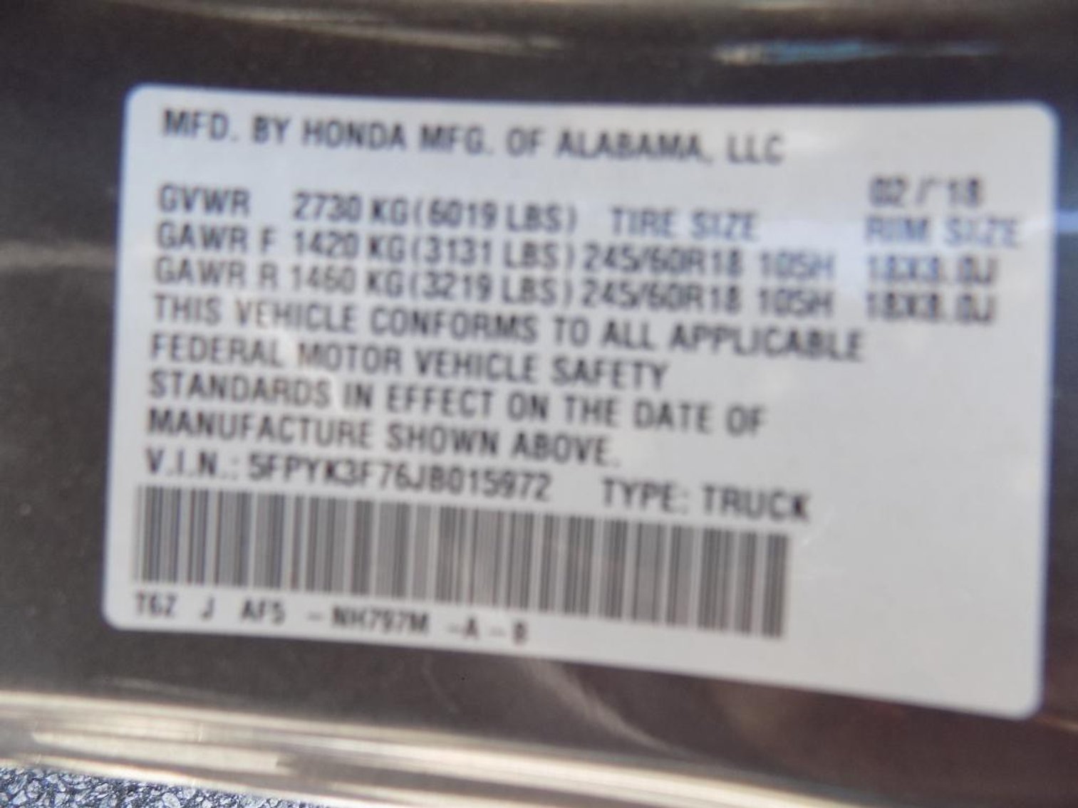 Image for 2018 Honda Ridgeline Crew Cab
