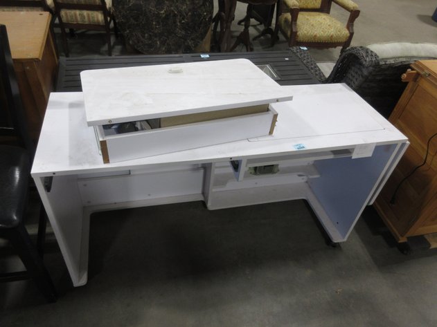 Image for Painted white craft work table, on casters