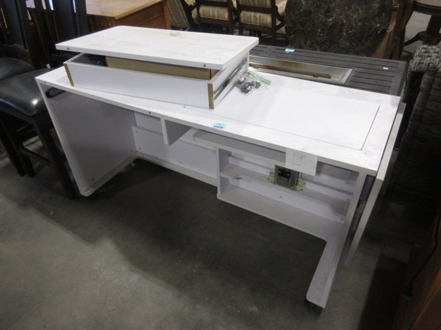 Image for Painted white craft work table, on casters