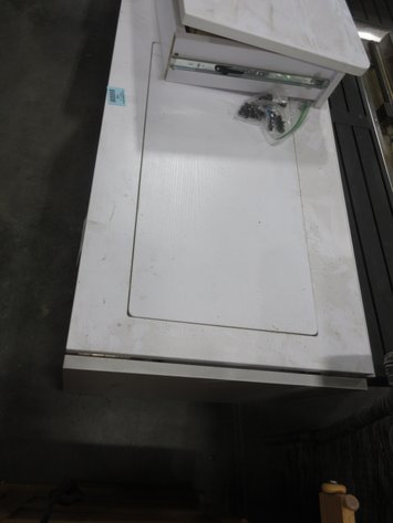 Image for Painted white craft work table, on casters