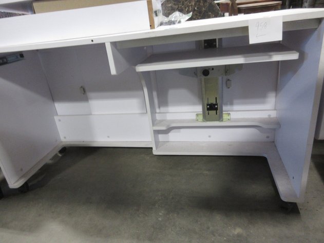 Image for Painted white craft work table, on casters