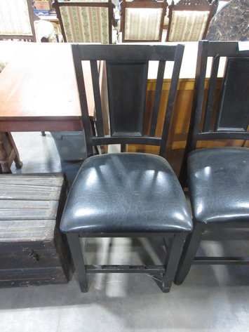 Image for (2) Wooden high top chairs with leather seats